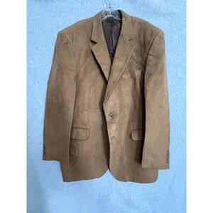 George Sports Coat Blazer Men's 48L Camel Tan Faux Suede Jacket Classic Academic